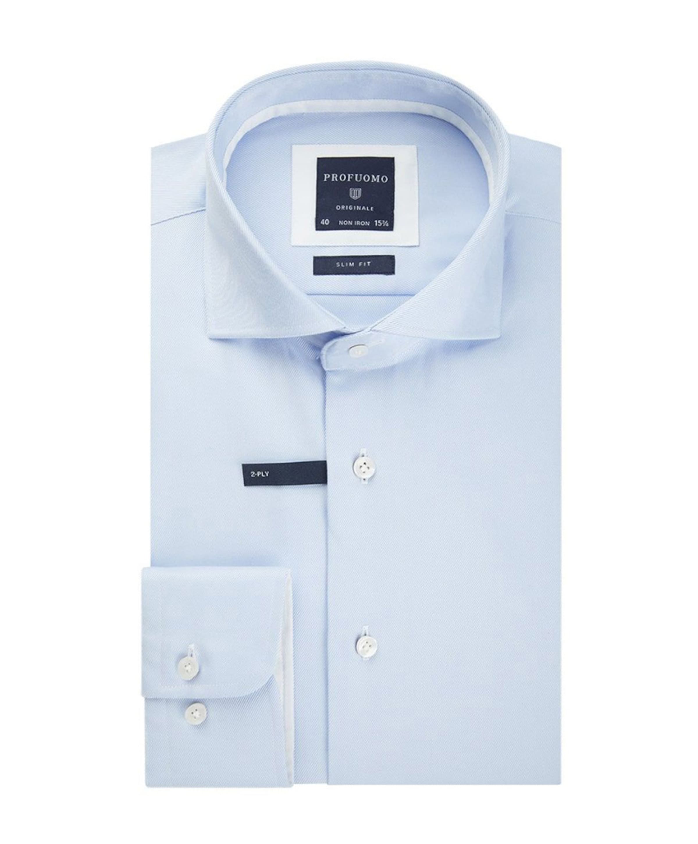 Profuomo Heren overhemd lange mouw blauw