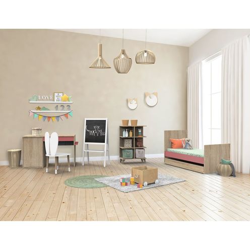 Chambre TRIO Lit 70x140 Commode Armoire NOVA Rose - SAUTHON