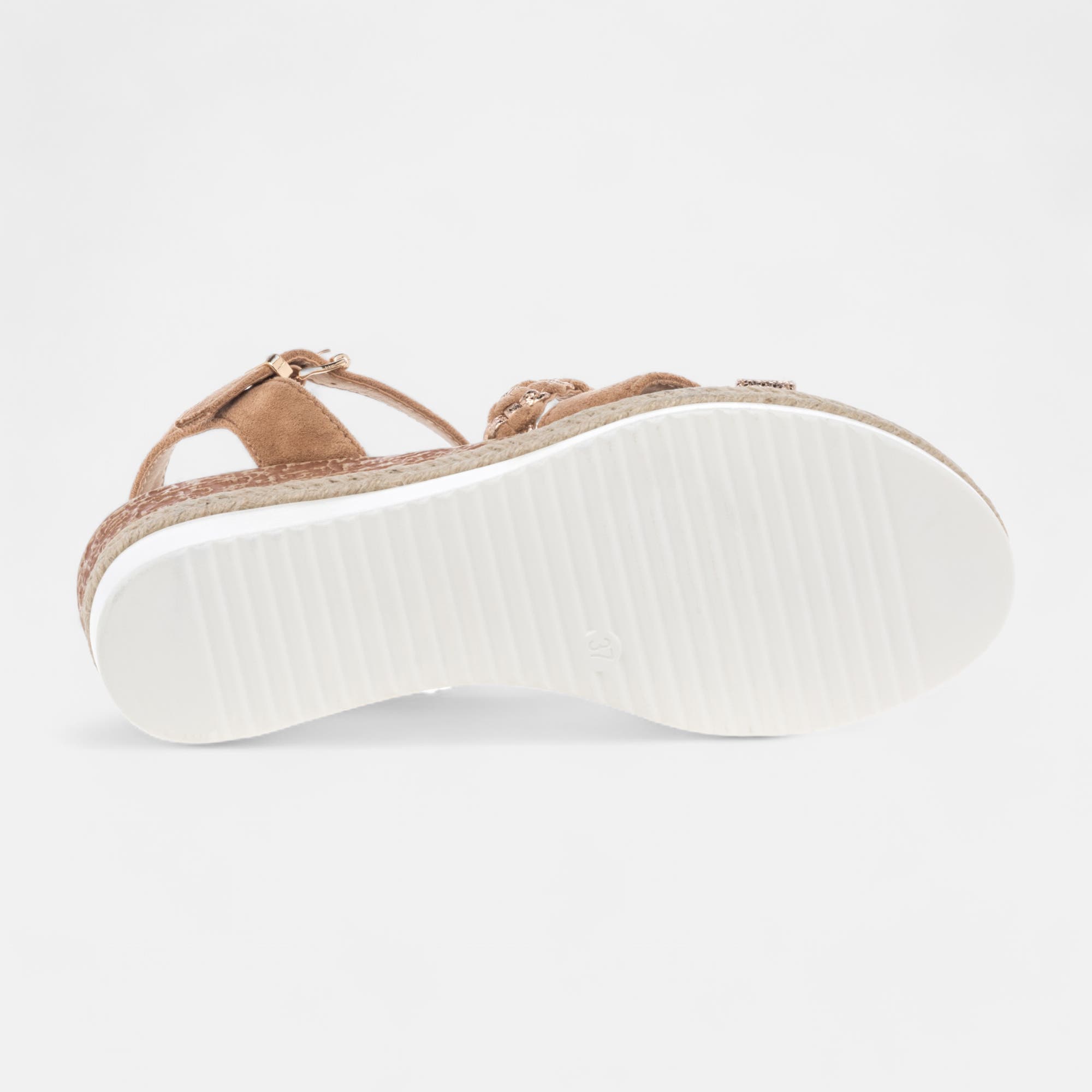 Sandales à talon compensé Femme camel