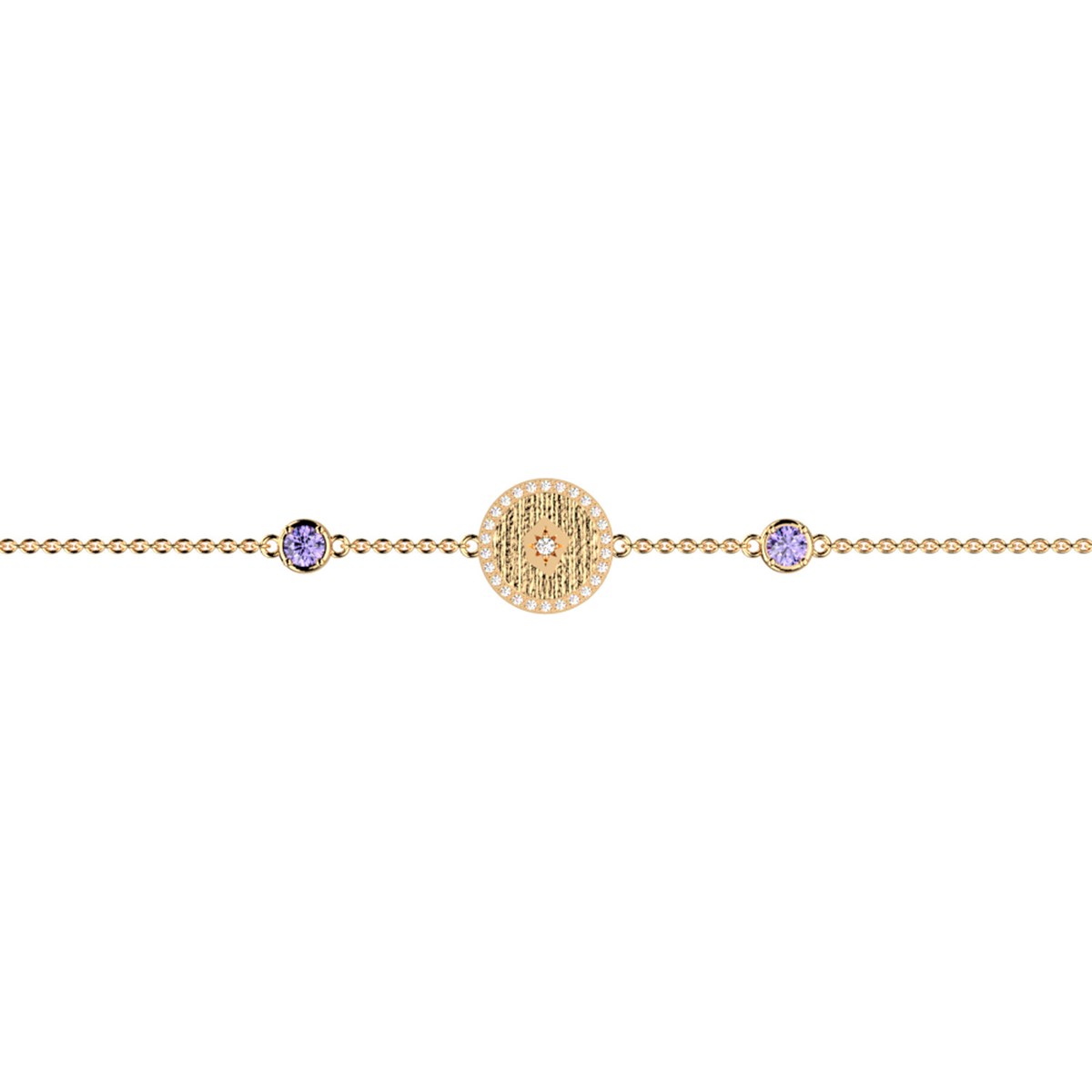 Bracelet Les Cadettes Birthstones FévrierPierre de naissance couleur violet améthyste
