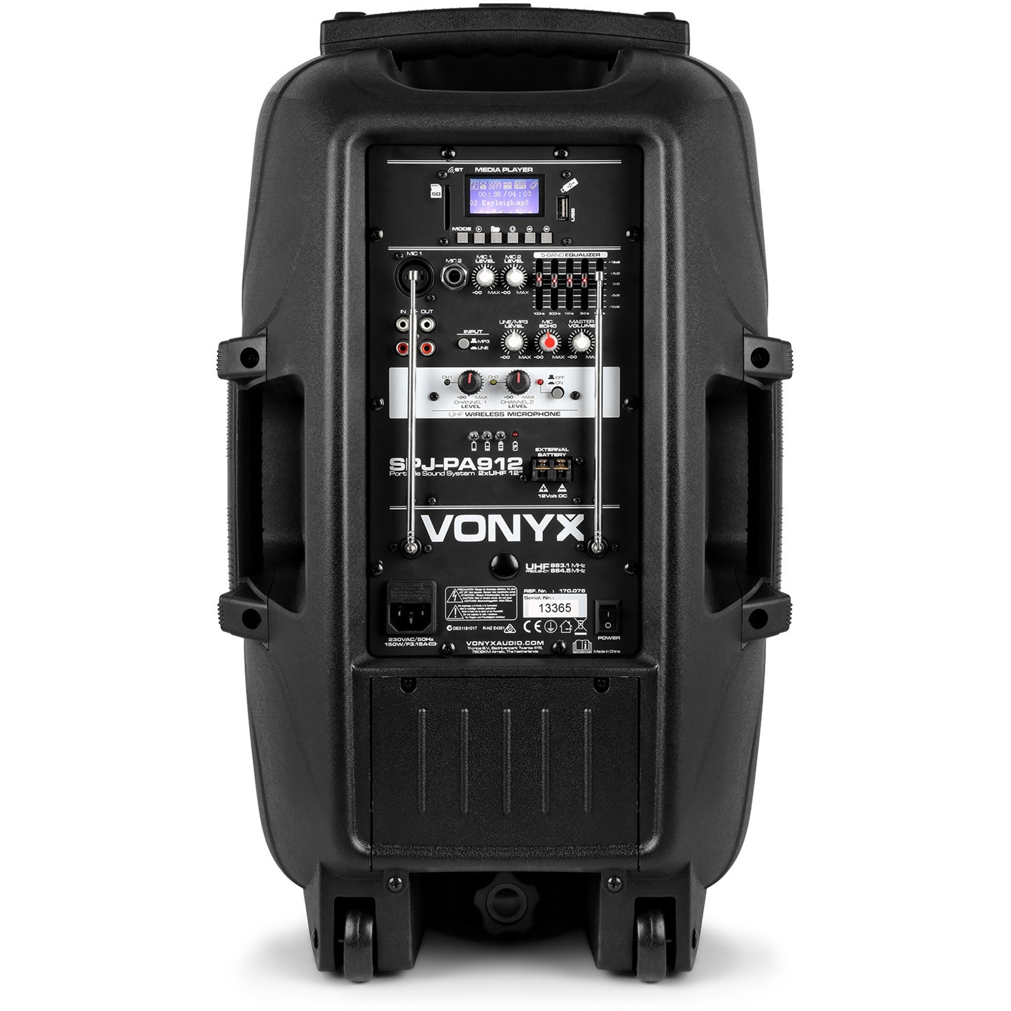 Vonyx SPJ-PA912 500W mobiele accu-speaker met twee draadloze microfoons