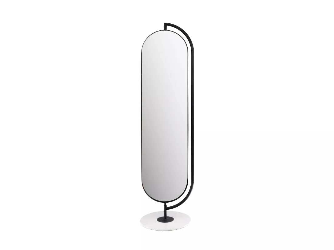 Miroir sur pied avec rangements et patères en métal - L. 44 x H. 169 cm - Noir - TOMONO