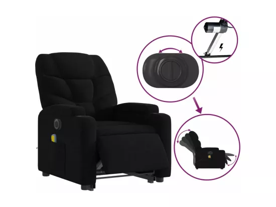 Fauteuil inclinable massant électrique Noir Tissu