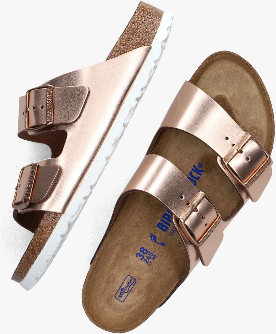 bronzen birkenstock slippers arizona met shine