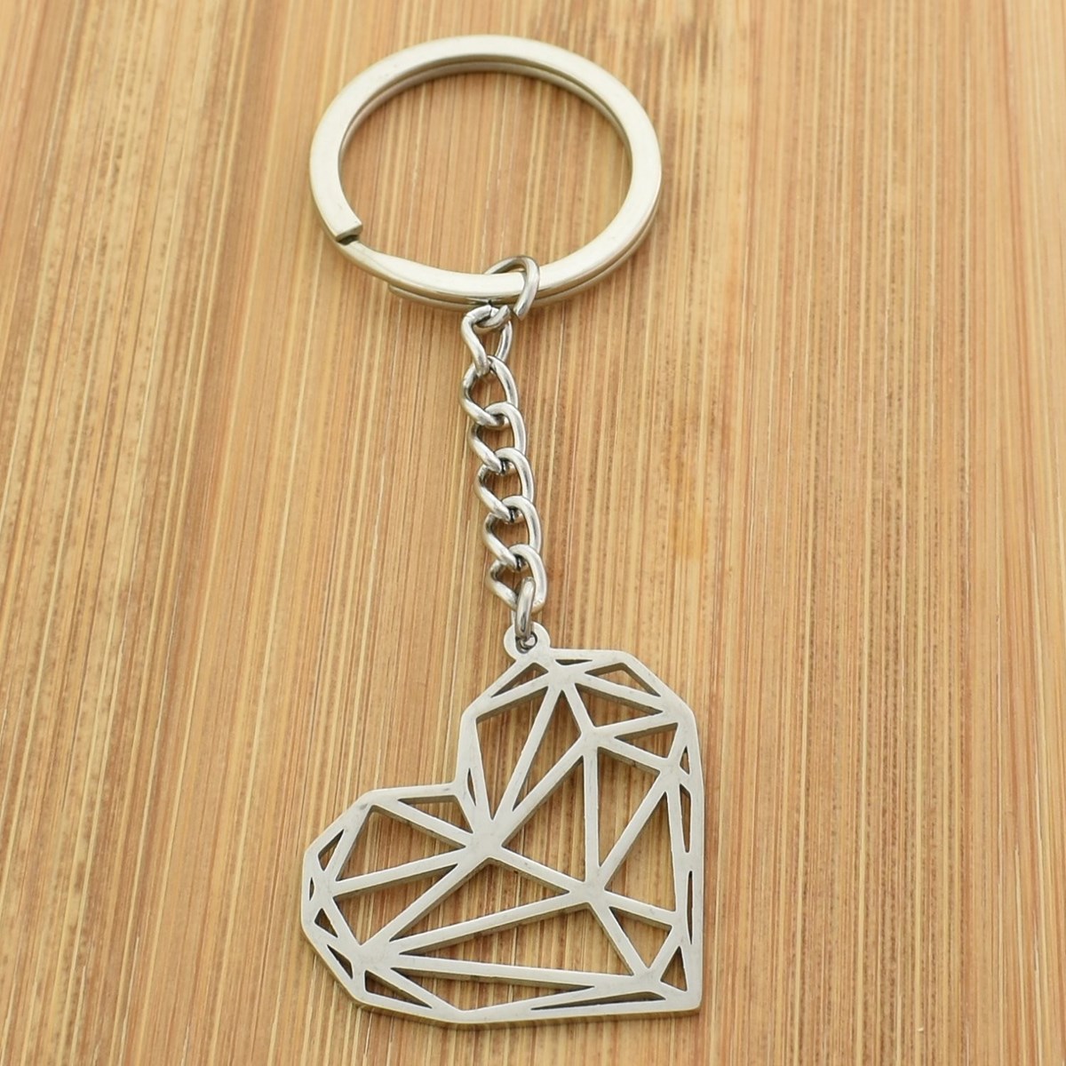 Porte-clés coeur origami acier