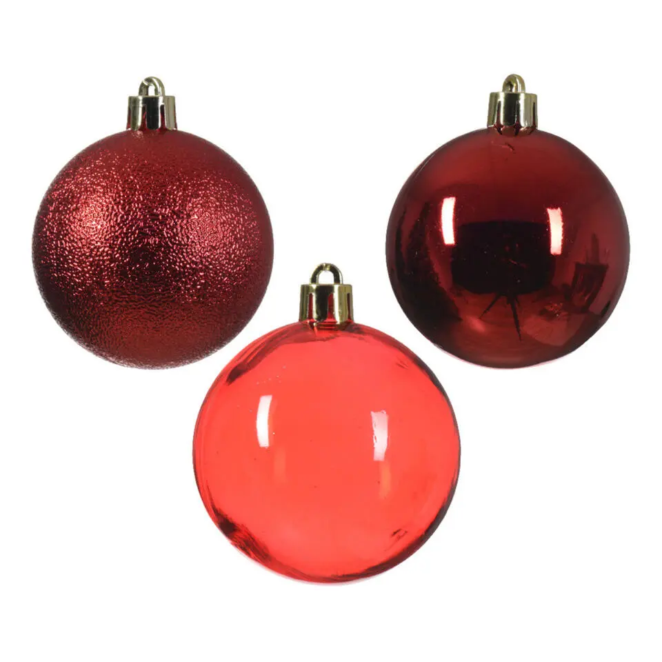 Decoris kunststof kerstballen - 25x stuks - 8 cm -rood