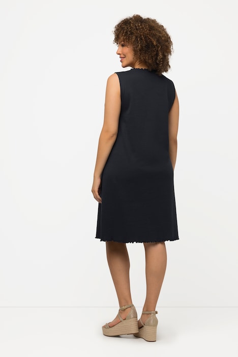 Kleid, Wellenkanten, A-Linie, Feinripp, Biobaumwolle