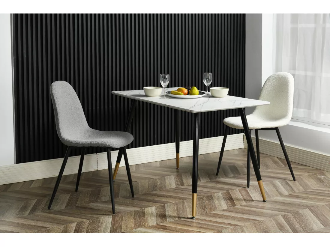 URBAN MEUBLE Table de salle à manger rectangulaire imitation marbre pieds noir et doré 110*70*75CM