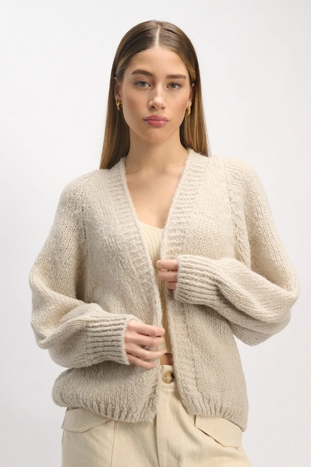 Noella Fora Knit Cardigan sand