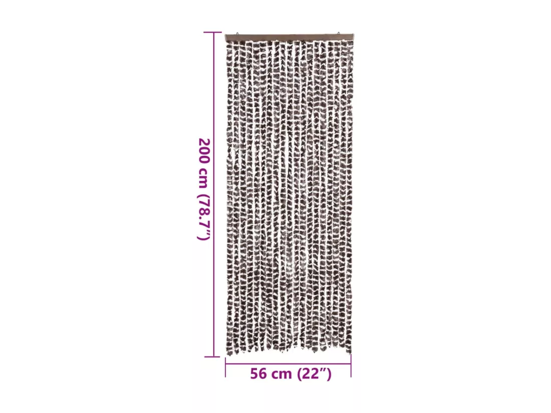 Rideau anti-mouches marron et blanc 56x200 cm chenille