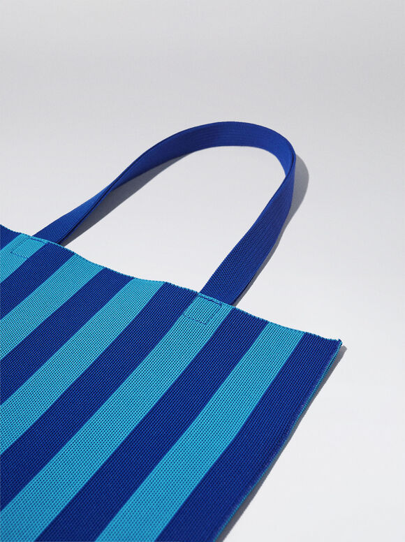 Sacola de compras com estampa listrada - Azul