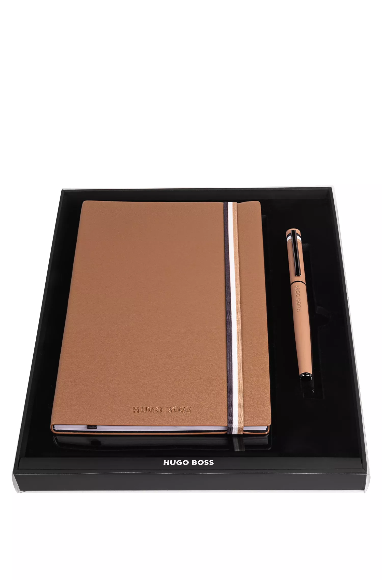 Conjunto de caderno e caneta rollerball BOSS Black-Camel A5