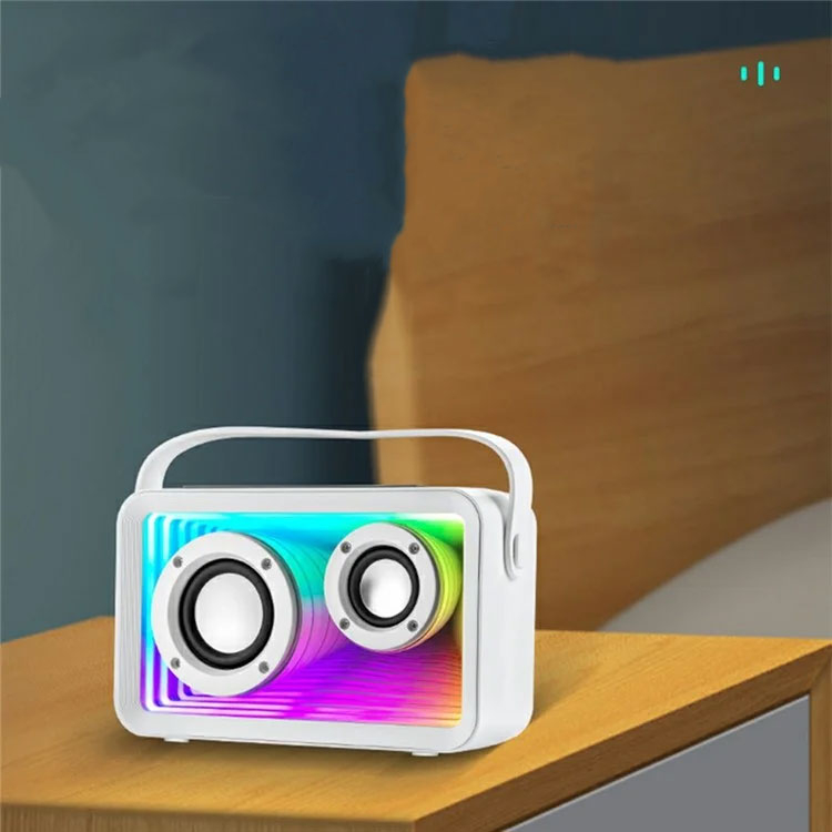 Mini Bluetooth Karaoke-Lautsprecher mit RGB-Beleuchtung und 2 Mikrofone AUX / microSD-Karte / USB (iOS/Android) - Rosa