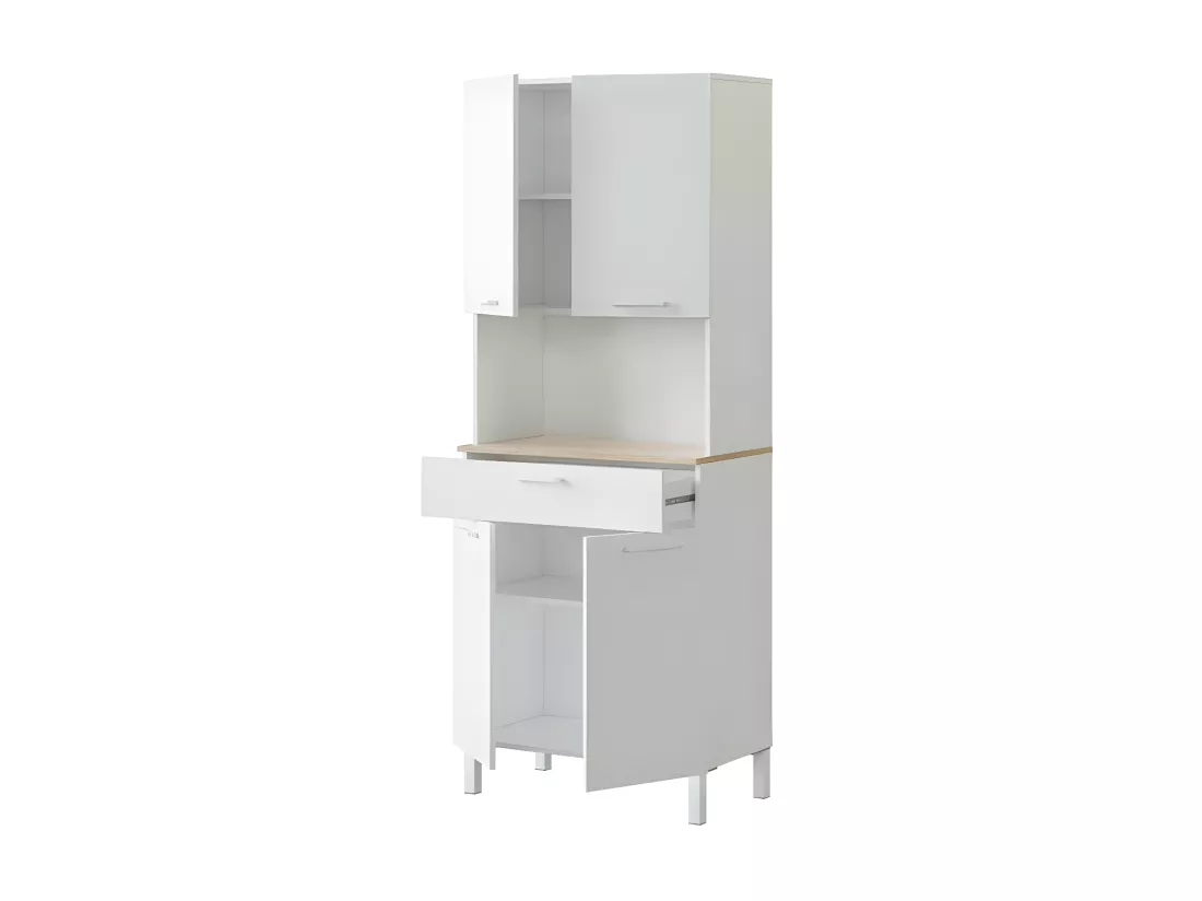 Buffet 4 portes Blanc/Chêne - TEKANA - L 72 x l 40 x H 186