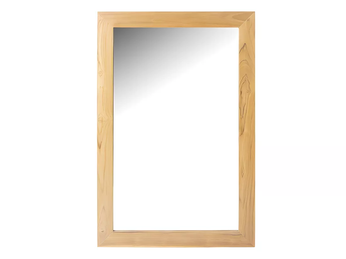 Meuble de salle de bain suspendu en teck clair avec double vasque et miroirs - 2 tiroirs - 115 cm - BIMBING
