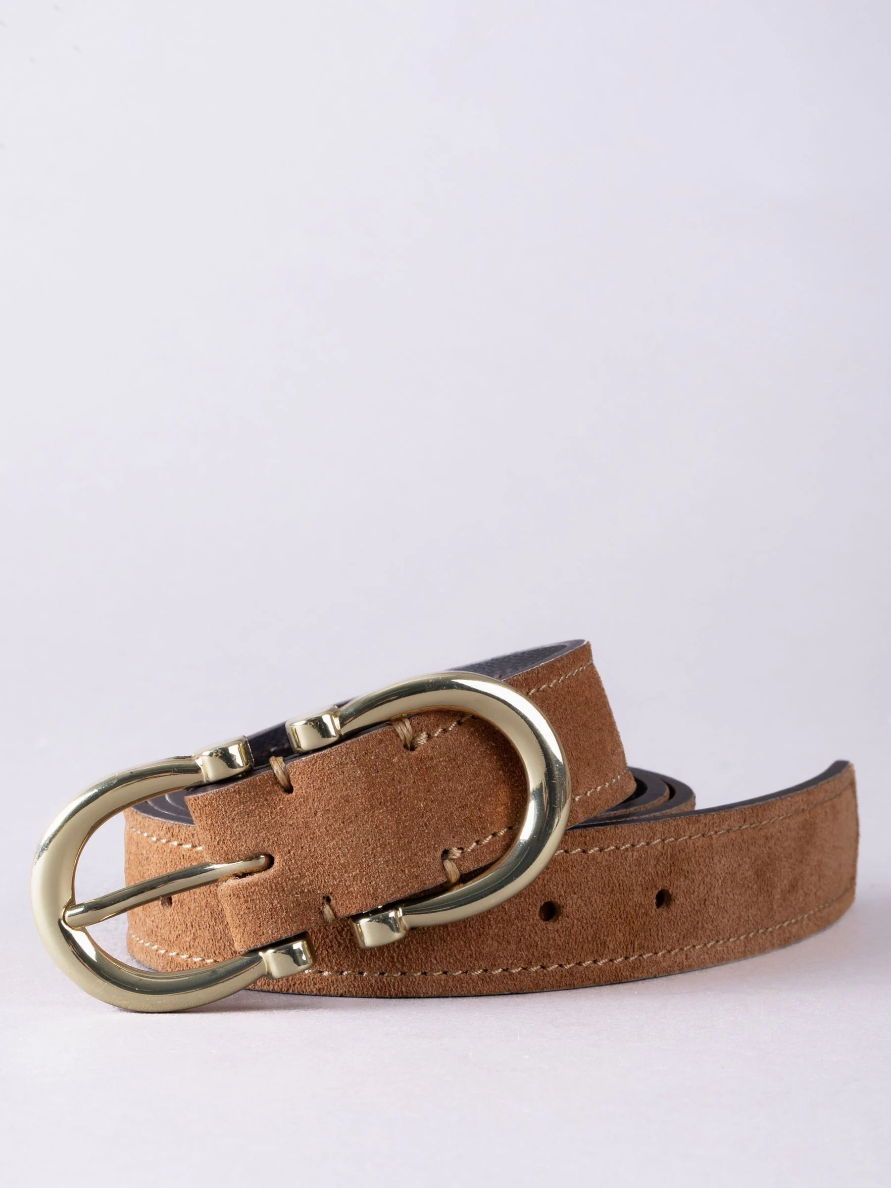Lichtbruin - Lakeland Leather Bowness Suède Riem met Dubbele Gesp