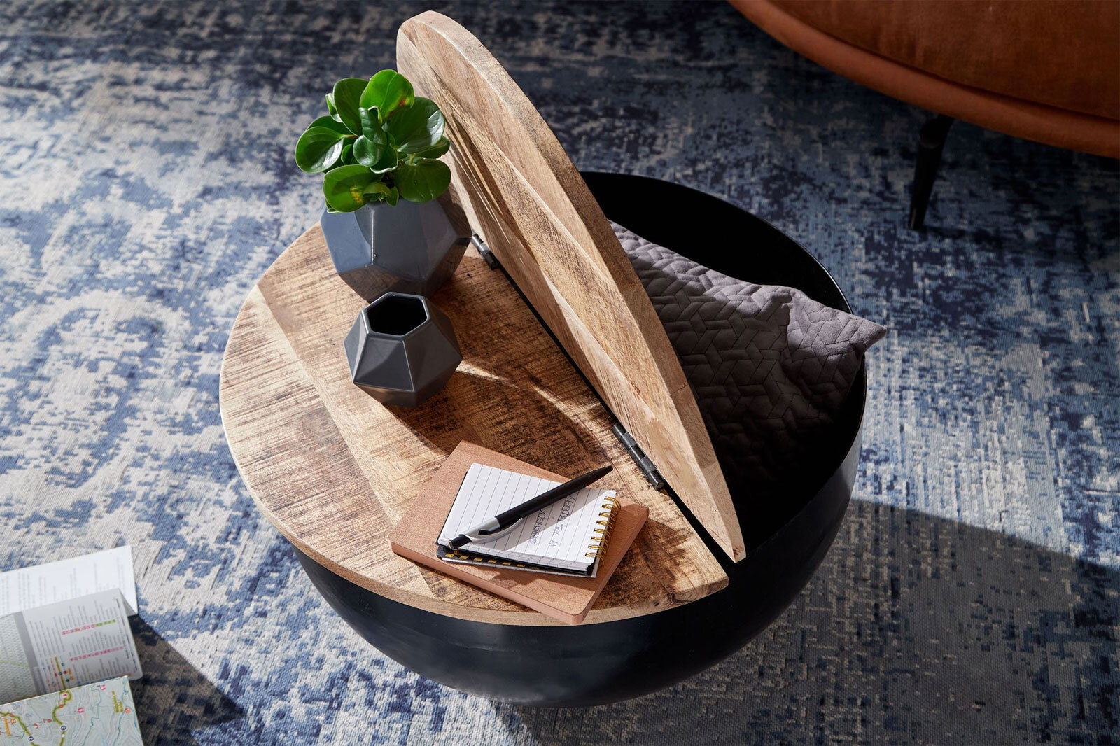Couchtisch 60 x 60 cm Schwarz/Mango massiv