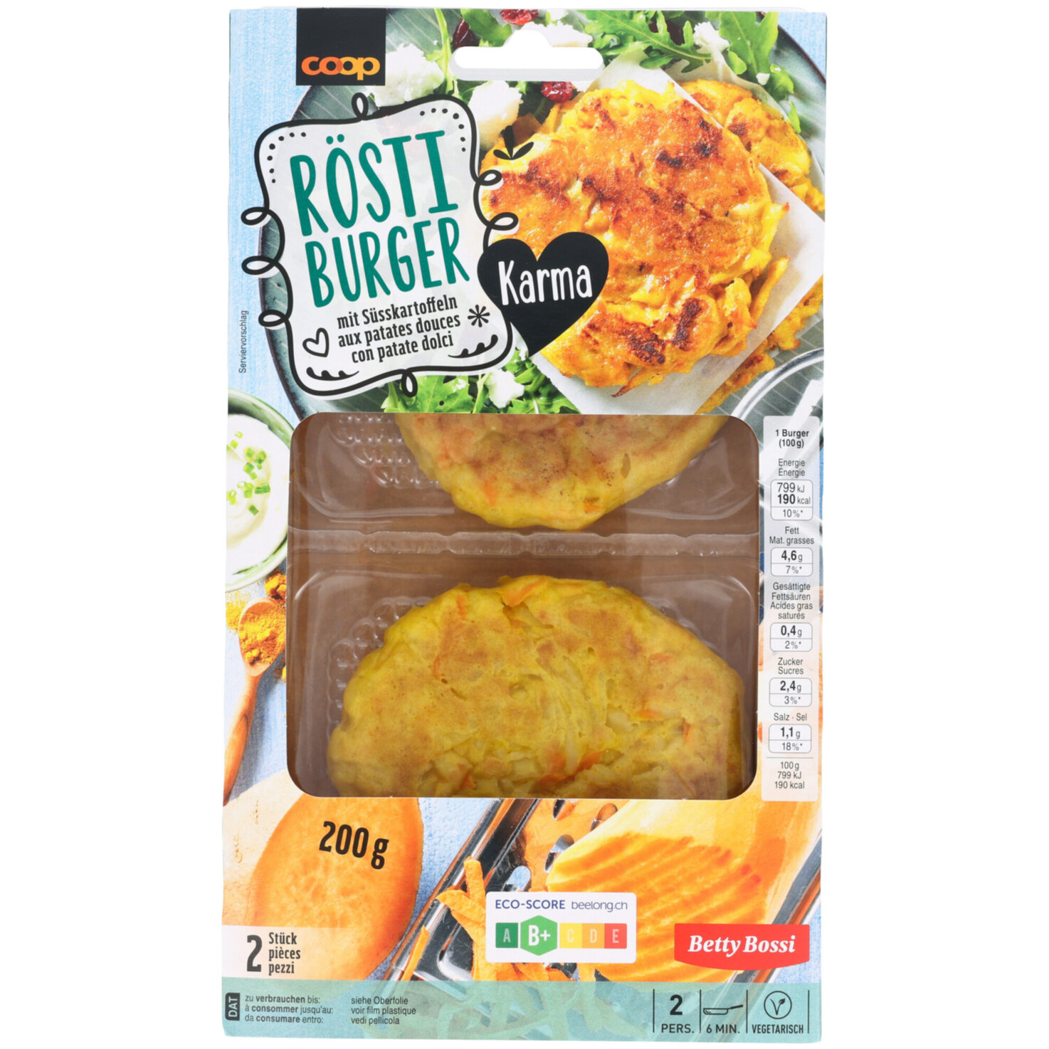 Karma Röstiburger mit Süsskartoffeln