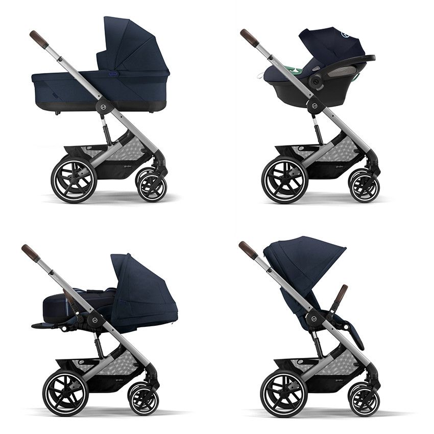 Poussette Balios S Lux - Châssis Silver / Siège Ocean Blue - Ecru