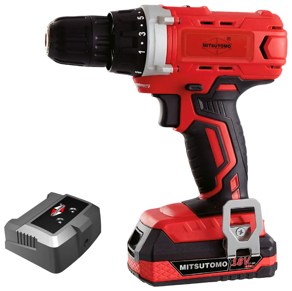 Mitsutomo Bore-/skruemaskine 18 V + batteri og lader