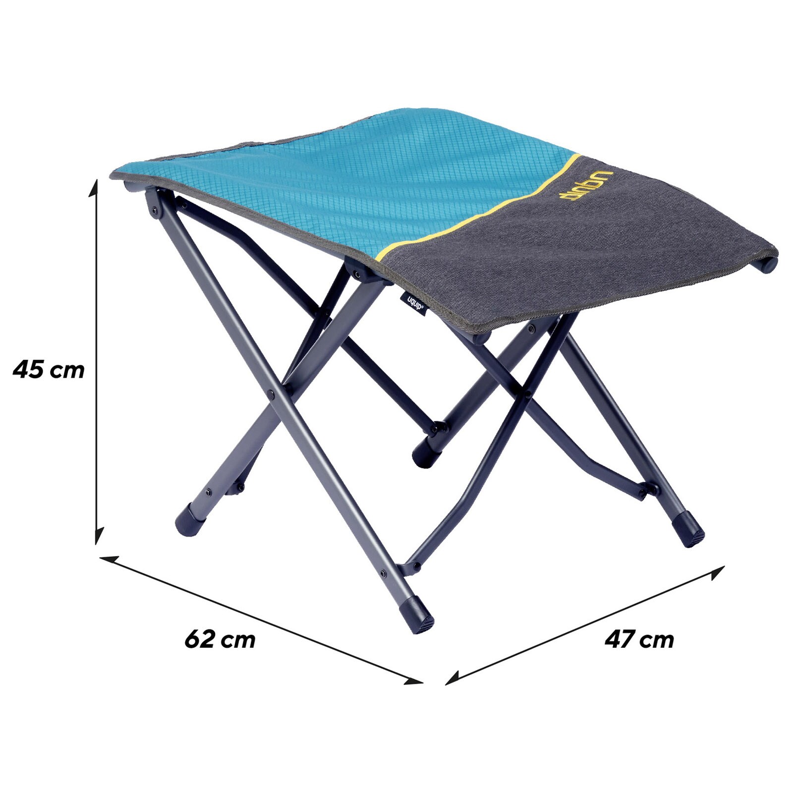 UQUIP Fußablage Finley Fußbank Camping Stuhl Klappstuhl Fuß Stütze Hocker Stahl Farbe: Petrol/grey