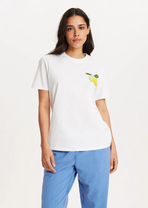 T-shirt met print citroenen wit (WIT)