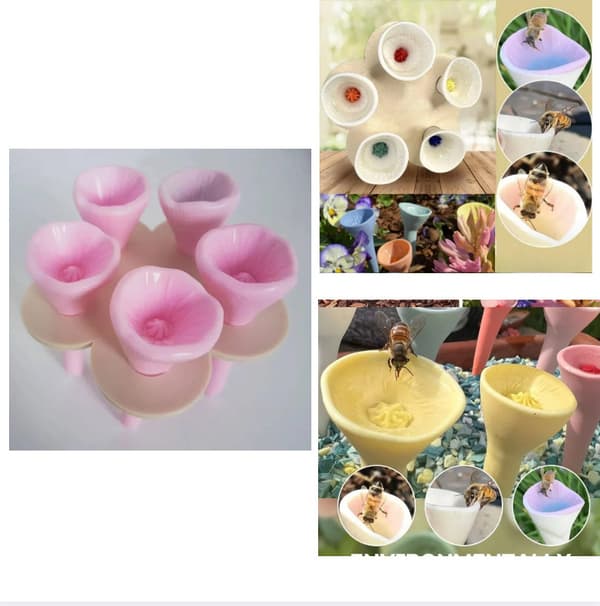 INF Resin Flower Bee drikkefontene (sett med 2)