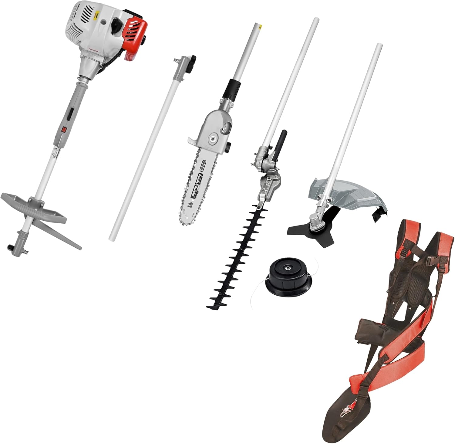 IKRA Gartenpflege Set Multitool IBKH 52-1 Benzin 4in1: Freischneider Rasentrimmer Entaster Heckenschere 51,7cm³ 1,5kW