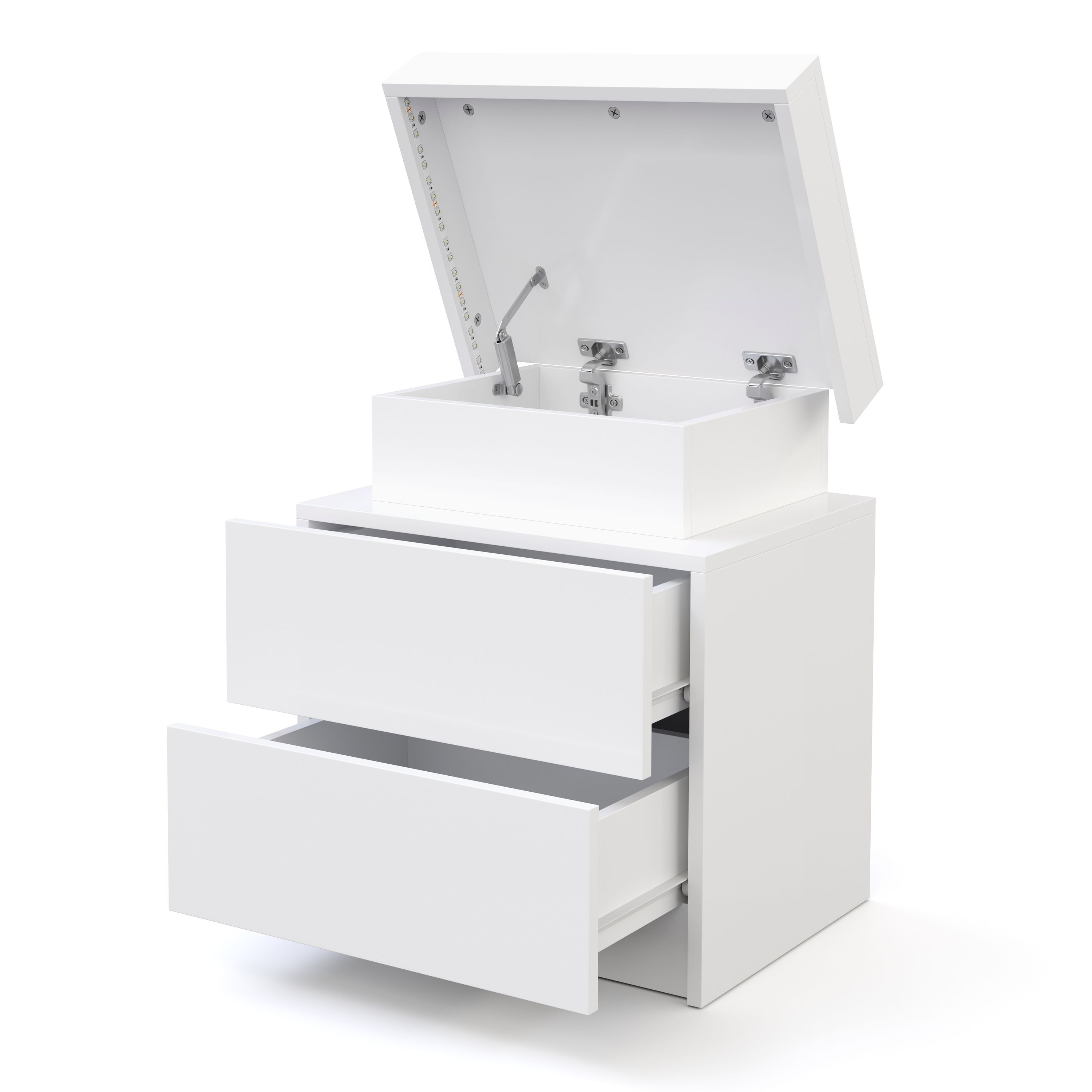 Nachttisch LED MOYA 2 Schubladen weiss