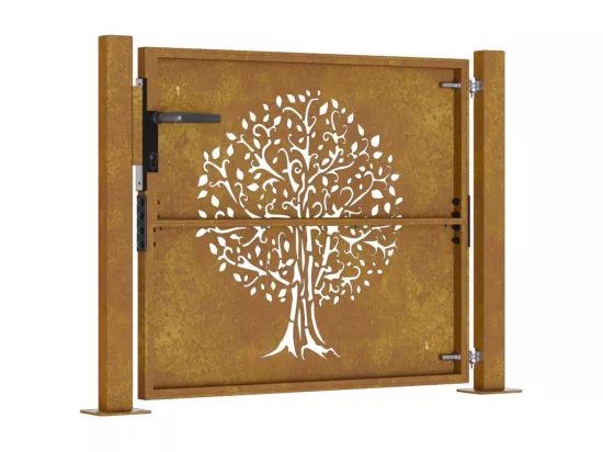 Portail de jardin 105x80 cm acier corten conception de l'arbre