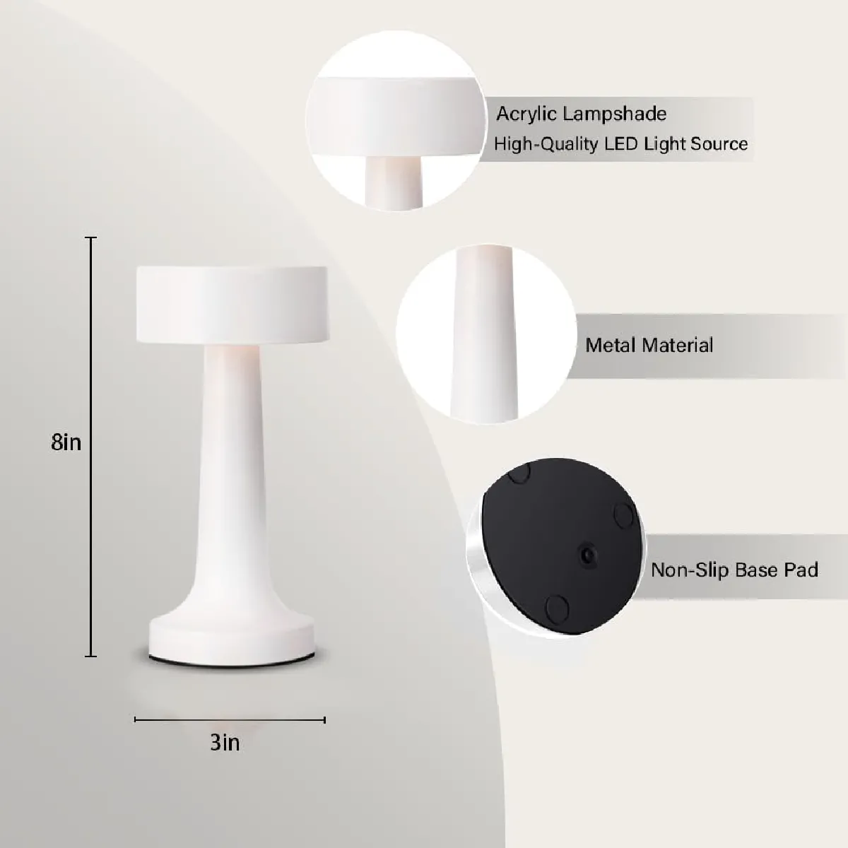 Lampe de Chevet Rechargeable LED