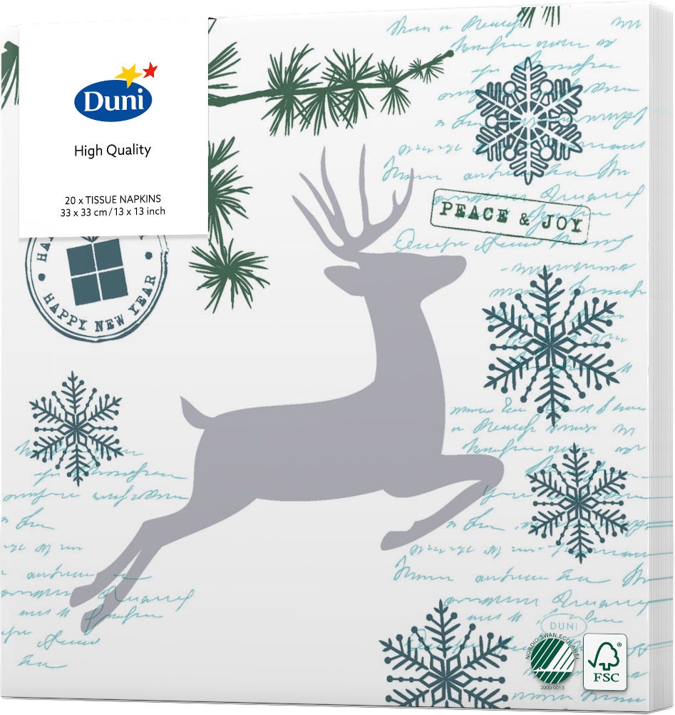 Duni servetten Forest Deer wit33 x 33 cm 20 stuks