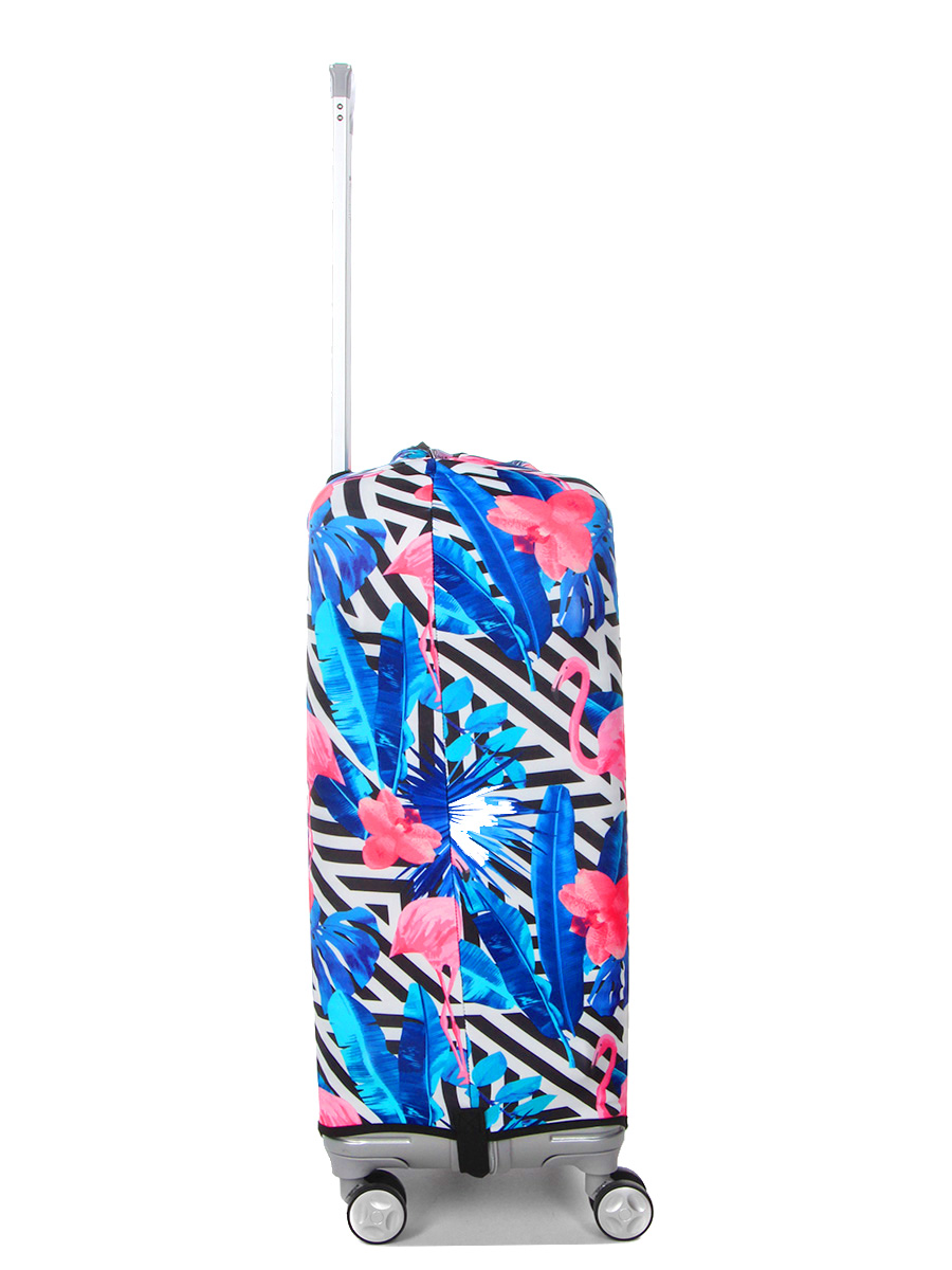 Housse de valise Periea Black & White Stripes with Flamingos M