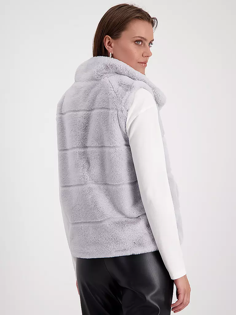 MONARI Gilet in Felloptik grau