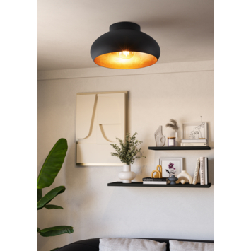 Eglo plafondlamp Mogano Ø28 cm zwart-goud