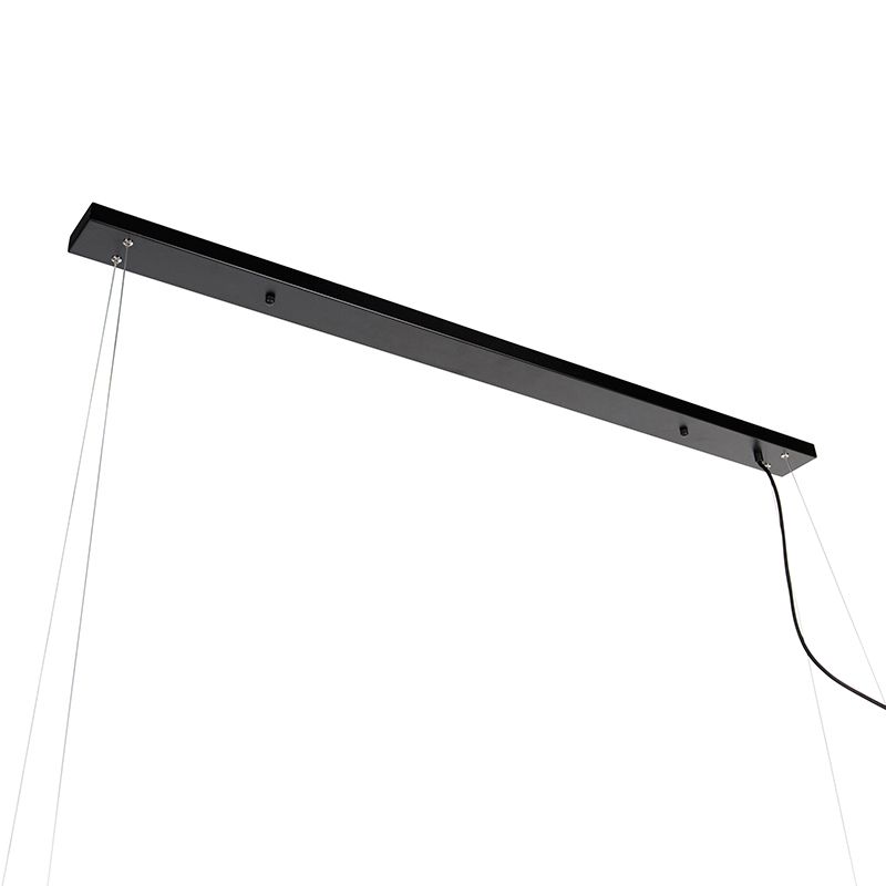 Landelijke hanglamp zwart met hout 5-lichts - Flair