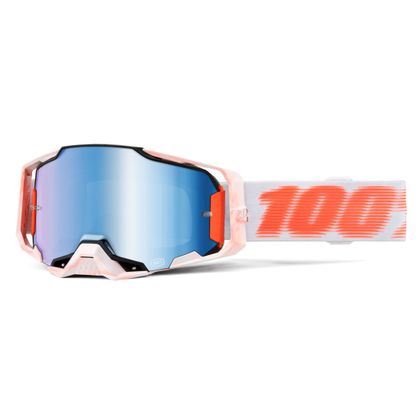 Masque cross 100% ARMEGA TUBULAR - Mirror Bleu 2024 - Orange / Blanc