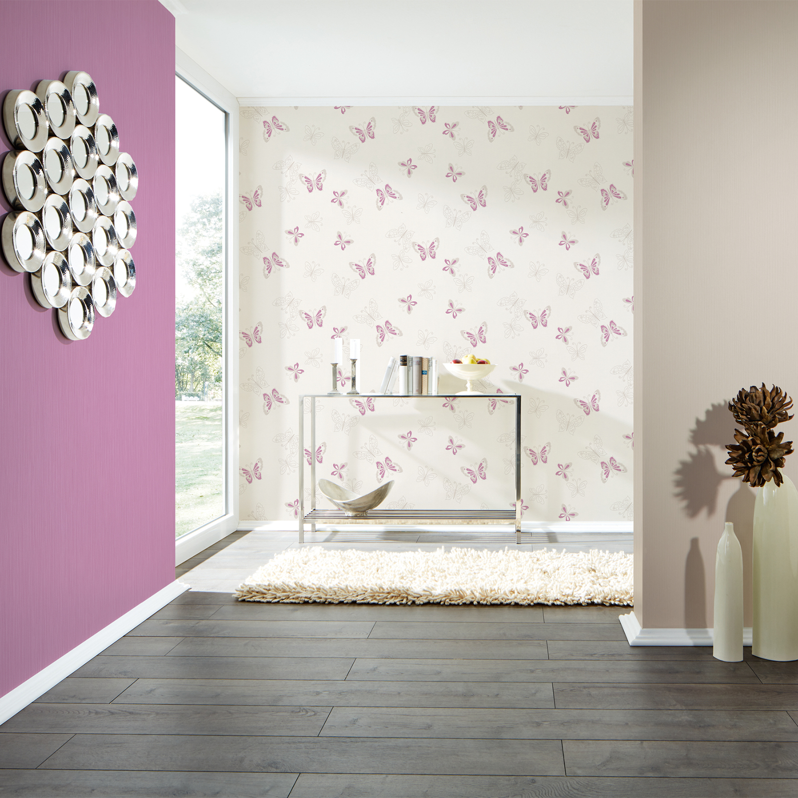 Vliestapete HAPPY SPRING - violett - 10 Meter