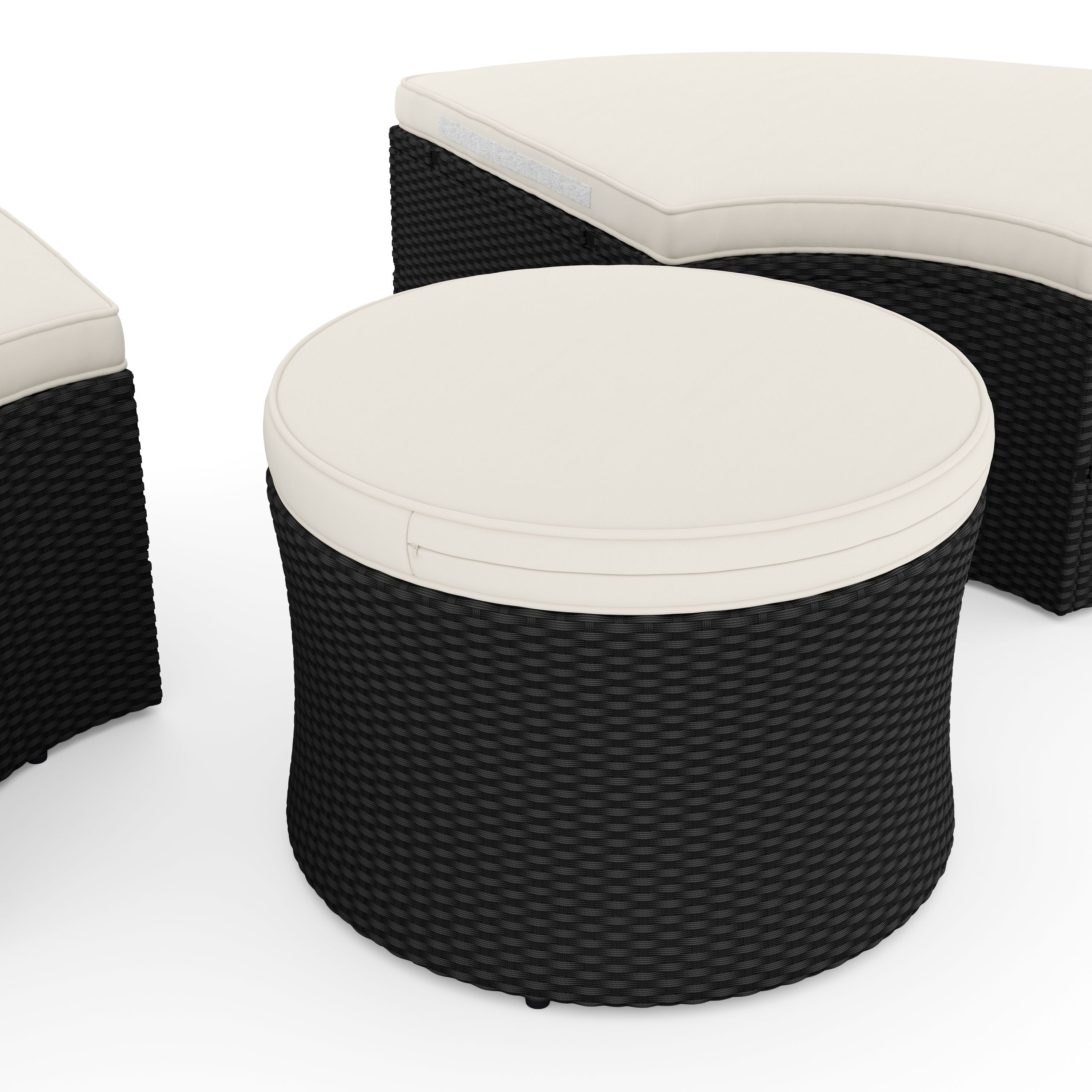 Rattan Sonneninsel CARPI schwarz/beige