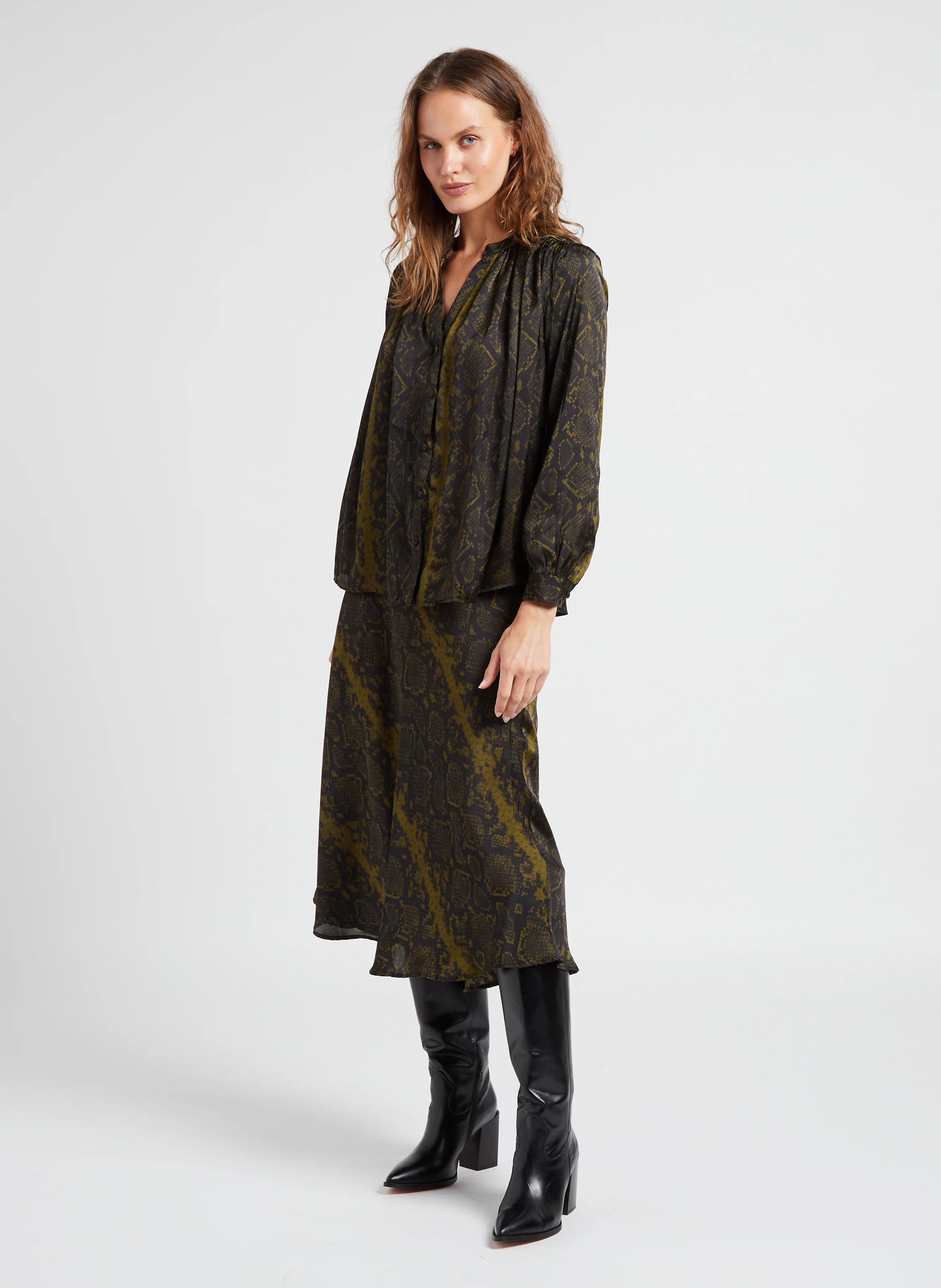 ARSO - Blouse col tunisien satinée | Noir