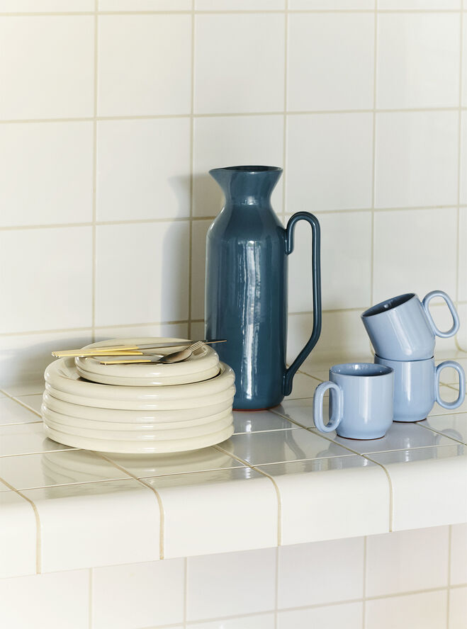 Hay Barro Jug Tall-Dark blue