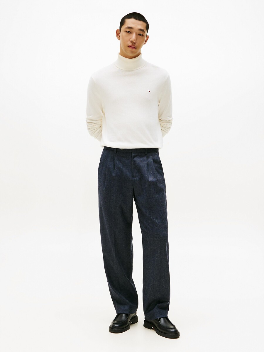 TOMMY HILFIGER<br>Suéter de gola alta em algodão pima e cashmere