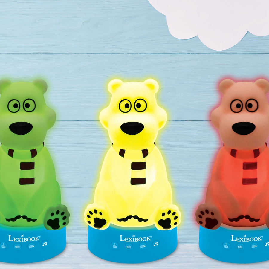 LEXIBOOK Polarbär 3D Nachtlicht und Geschichtenbär