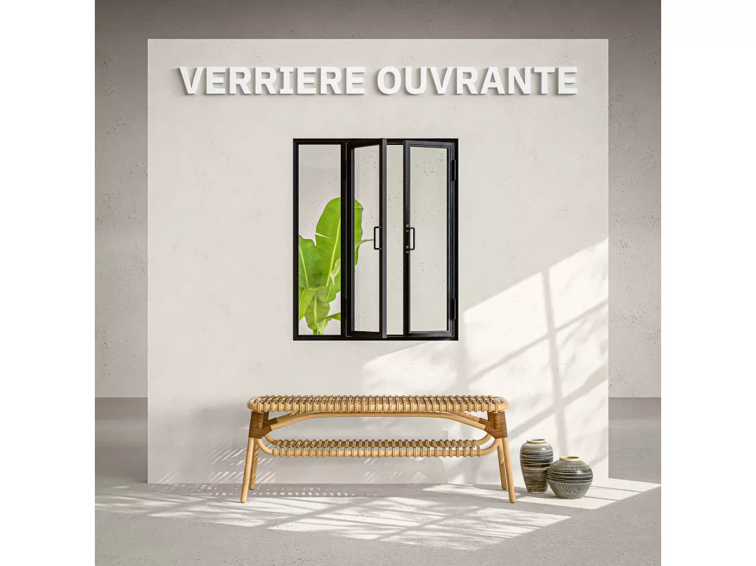 Verrière Ouvrante en Acier 3 Carreaux - Noir