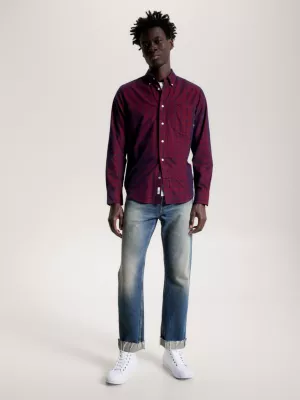 Camisa de veludo cotelê xadrez tartan de corte regular