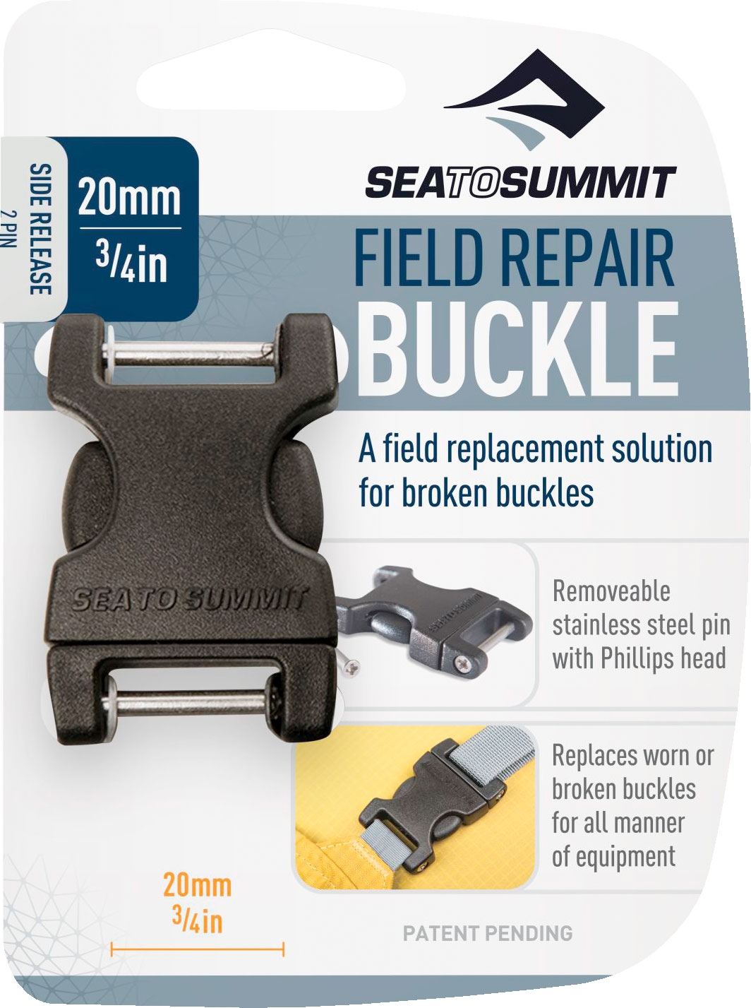 Sea to Summit Field Repair Buckle Side Release Gurtschnalle 20mm 2 Pin