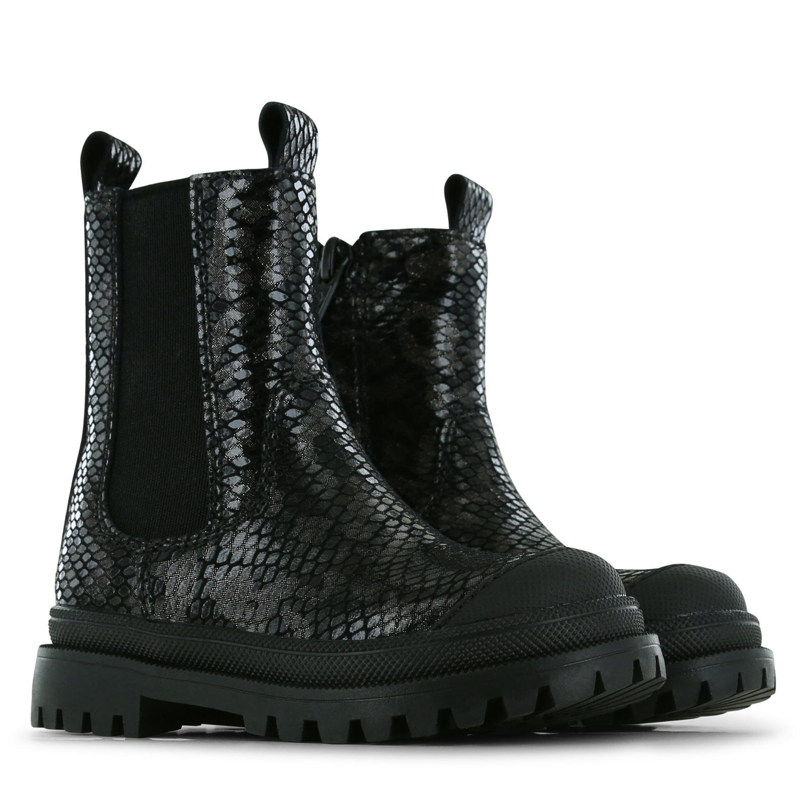 Shoesme metallic-zwarte chelseaboot Leer, Metallic | Sale