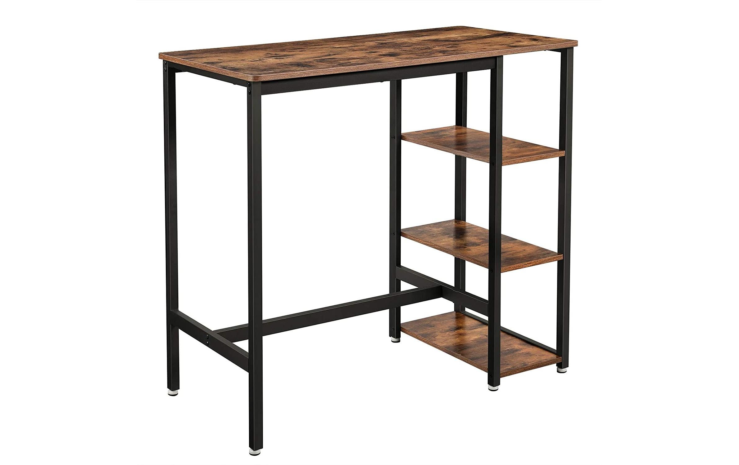 Bartisch mit 3 Ablagen 109 x 100 cm, Braun/Schwarz<br>Hochtisch mit Ablagen