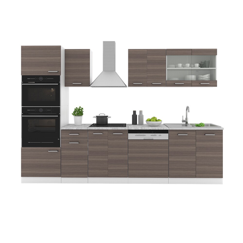 VICCO KÜCHE R-LINE 300 CM KÜCHENZEILE KÜCHENBLOCK EINBAUKÜCHE – EDELGRAU