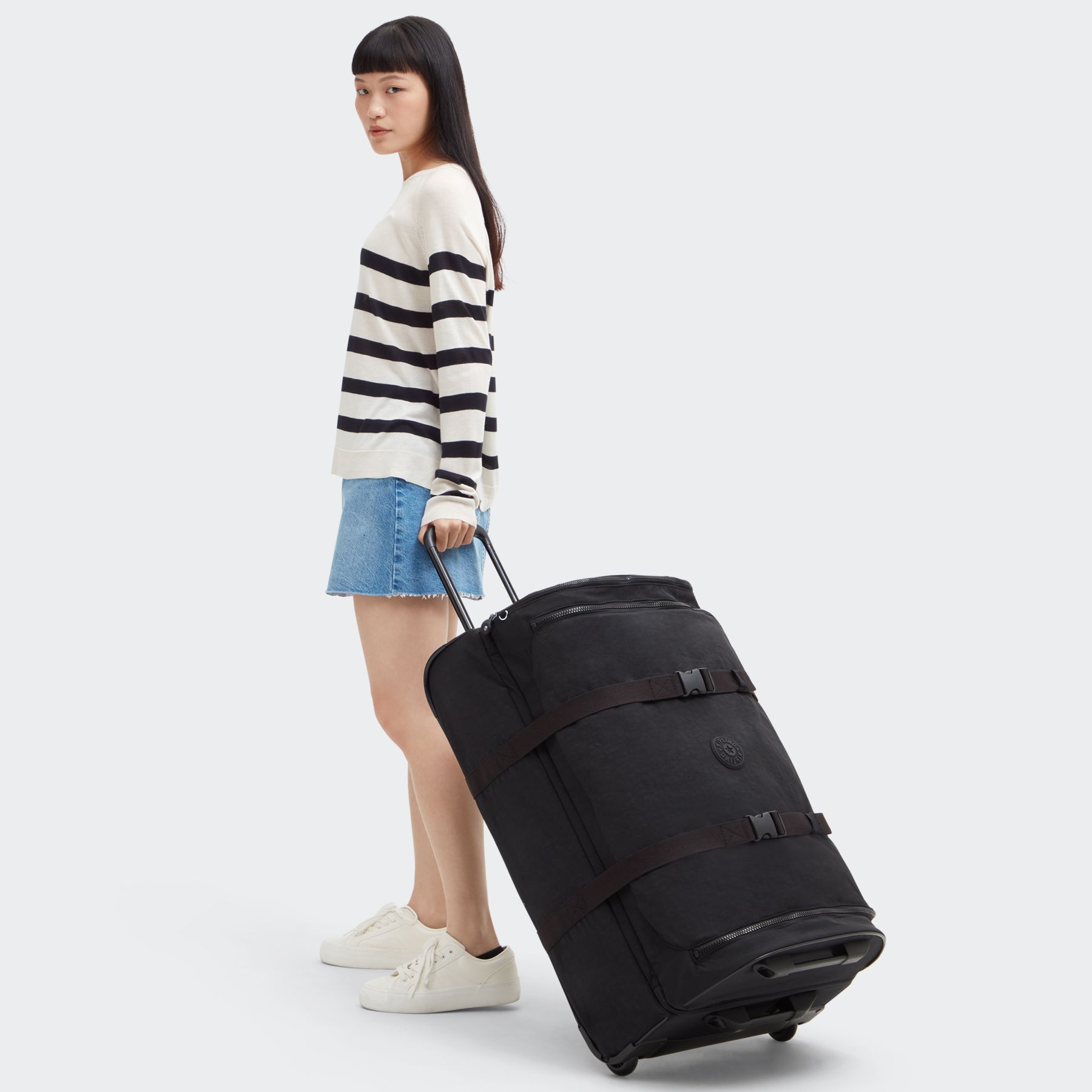 AVIANA L Grande valise à roulettes avec sangles ajustables - Black Noir